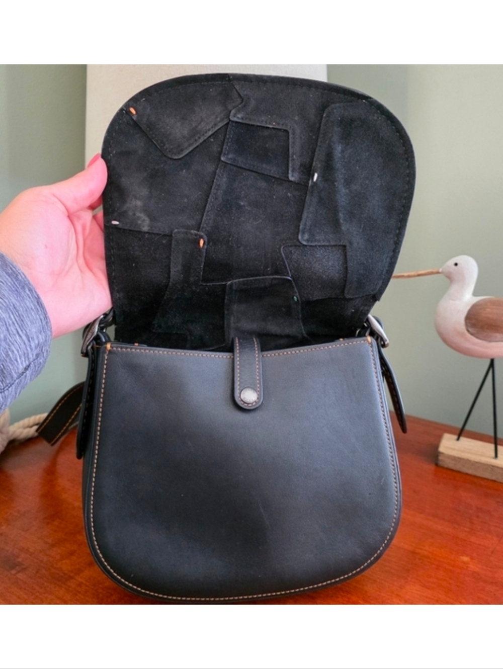 Coach 38482 1941 Saddle 23 Crossbody Patchwork Black Suede Leather Bag - Picture 6 of 16